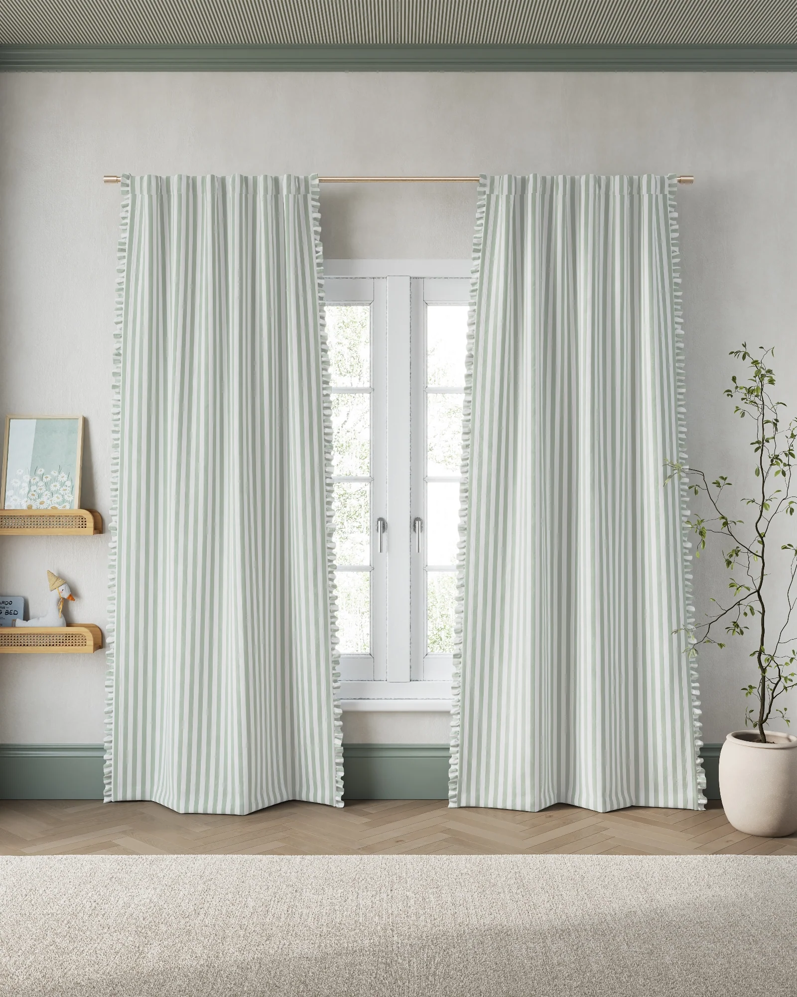 Striped Ruffle Blackout Curtain - Image 10